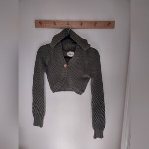 Vintage Song Cotton Knit Shrug Sweater In Green Size Small